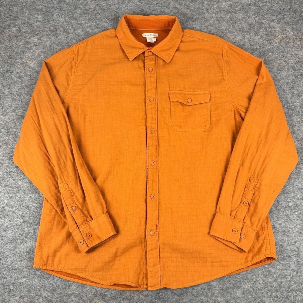 Carbon 2 Cobalt Pointillism Button Down Shirt Long Sleeve Orange Mens Large L
